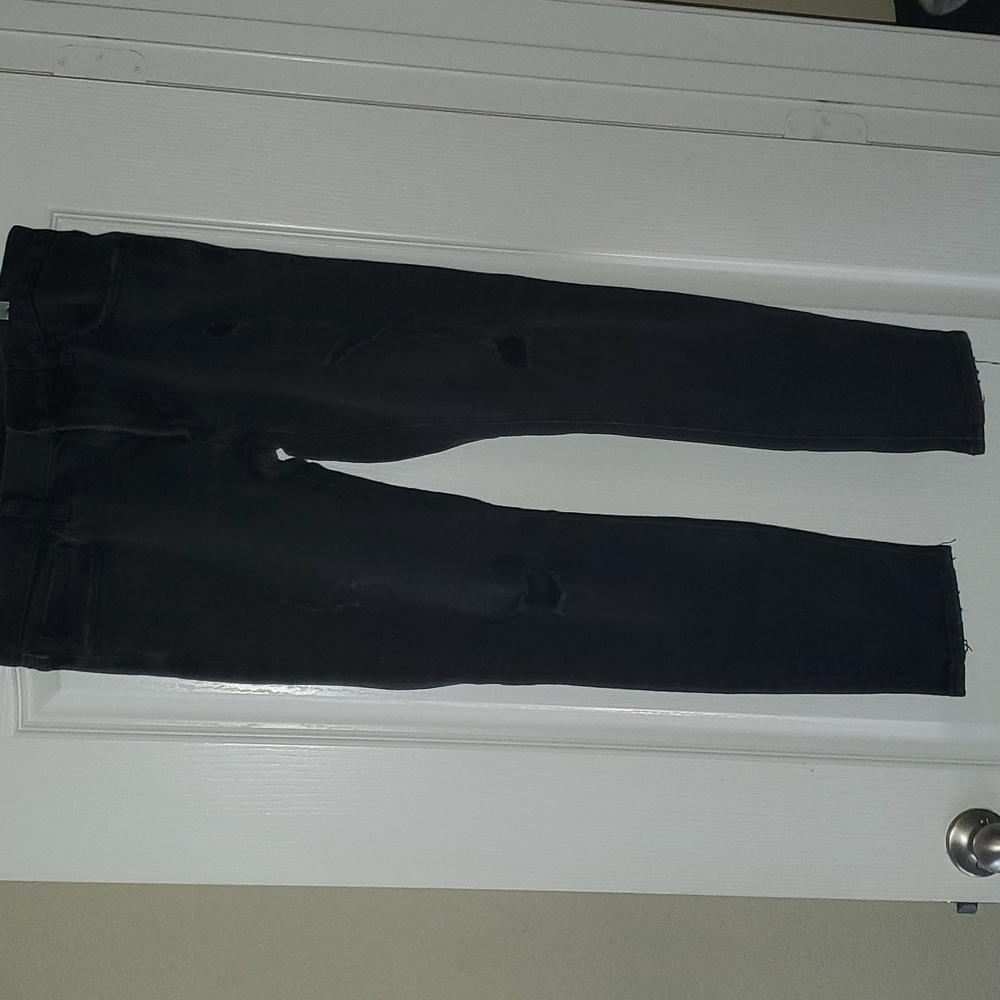 Express Keans Distressed Skinny Black Denim Jeans Men 31x30 Stretch
